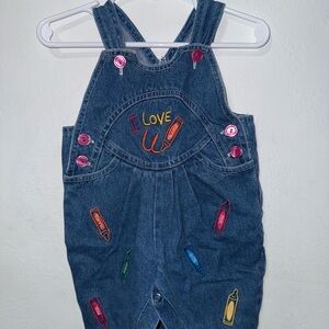 Kids Denim Overalls with Crayon Embroidery